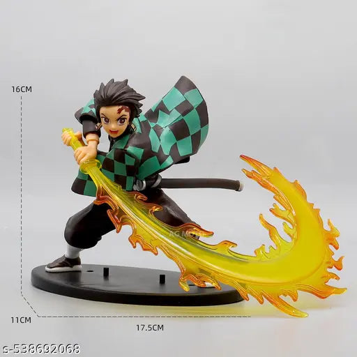 Tanjiro Kamado 22cm Demon Slayer Premium Action Figure | Anime Collectible Statue with Flame Breathing Sword Effect & Display Stand