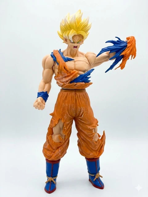 Super Saiyan Anime Action Figure 35 cm | Premium Battle Pose Collectible Statue with Energy Effect | Display Figure for Desk Decor, Gaming Setup, Collection & Gift for Anime Fans
