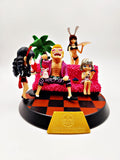 One Piece Donquixote Doflamingo & Sugar Deluxe Action Figure Diorama | Premium Anime Collectible Display Statue with Pink Sofa Scene, Bunny Girl, Family Theme & Display Base | Desk Decor, Gaming Setup, Shelf Display & Gift for One Piece Fans