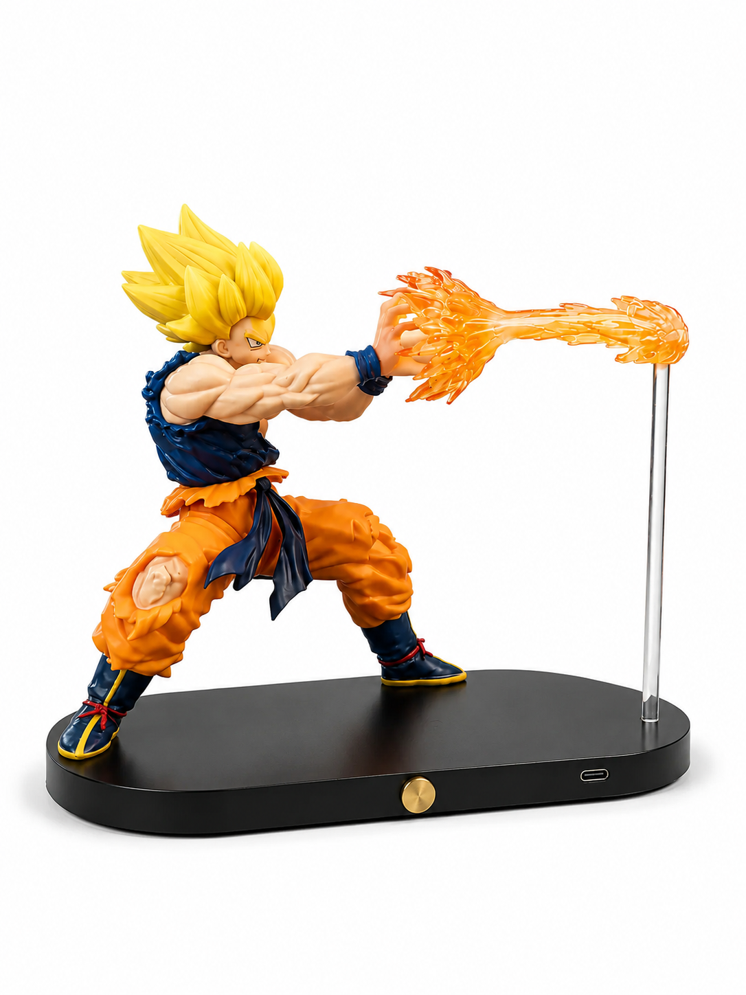 Super Saiyan Goku Kamehameha Action Figure 28cm | Dragon Ball Z Premium PVC Anime Collectible Statue with Energy Blast Effect & Display Stand