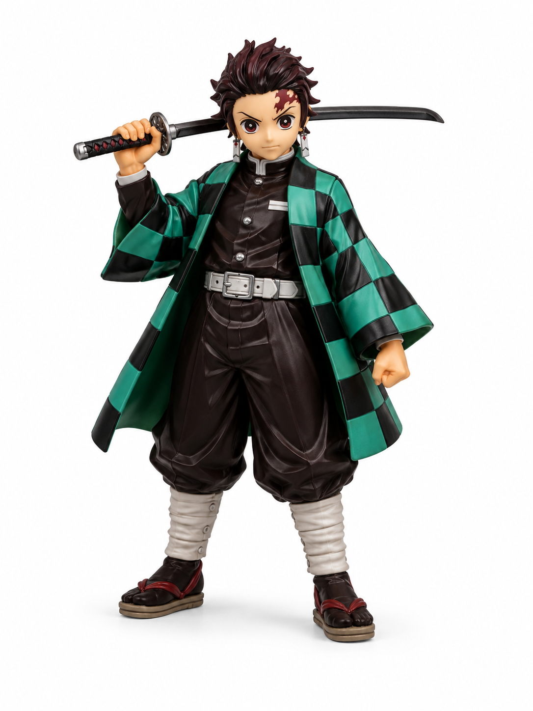 Demon Slayer Tanjiro Kamado Action Figure 17 cm | Premium Anime Collectible Statue with Katana & Iconic Green Checkered Haori | Detailed Display Figure for Desk Decor, Gaming Setup, Collection & Gift for Anime Fans
