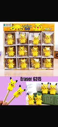 Pikachu Themed Eraser Pack of 12 @ 6 rs pp